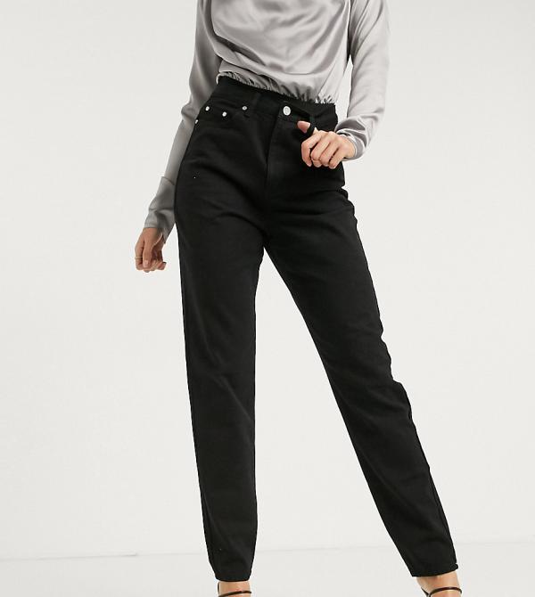 Missguided Tall Riot high waisted denim mom jeans in black - BLACK