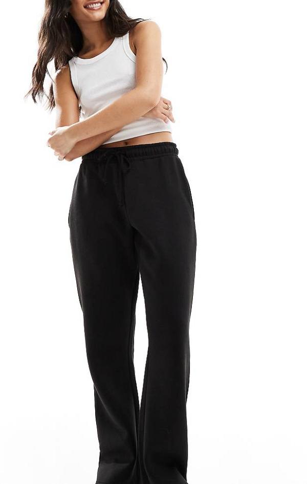 Missy Empire exclusive drawstring detail wide leg trackies in black (part of a set)