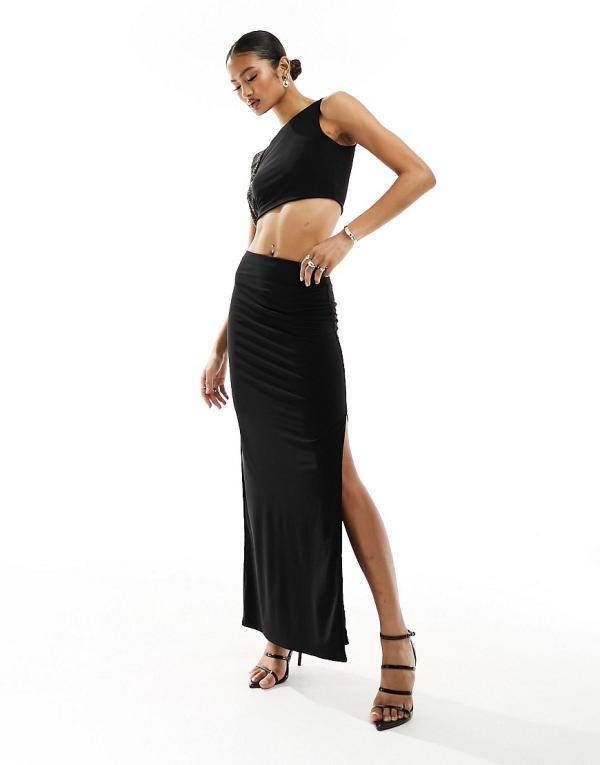 Missy Empire maxi skirt in black (part of a set)