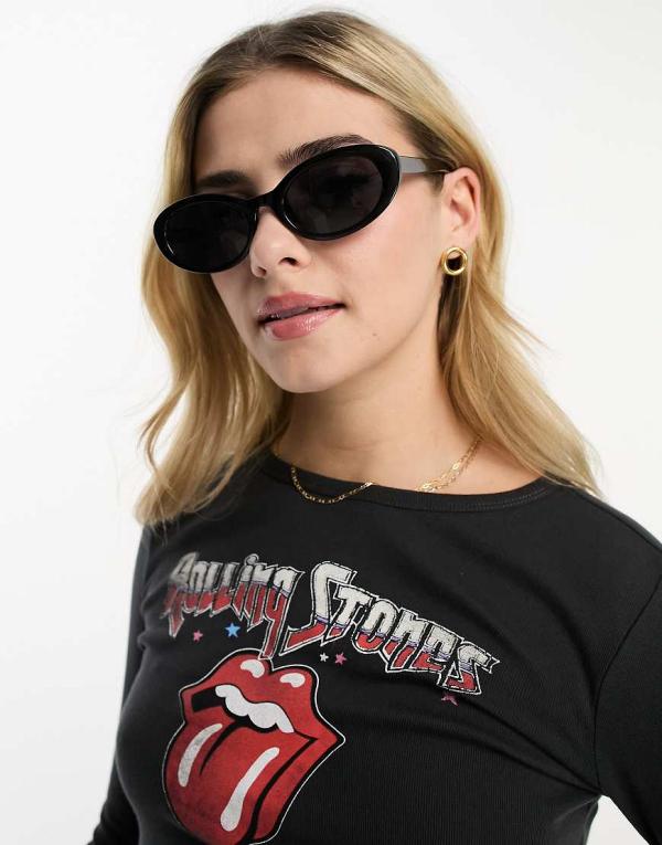 Monki oversized oval sunglasses in black