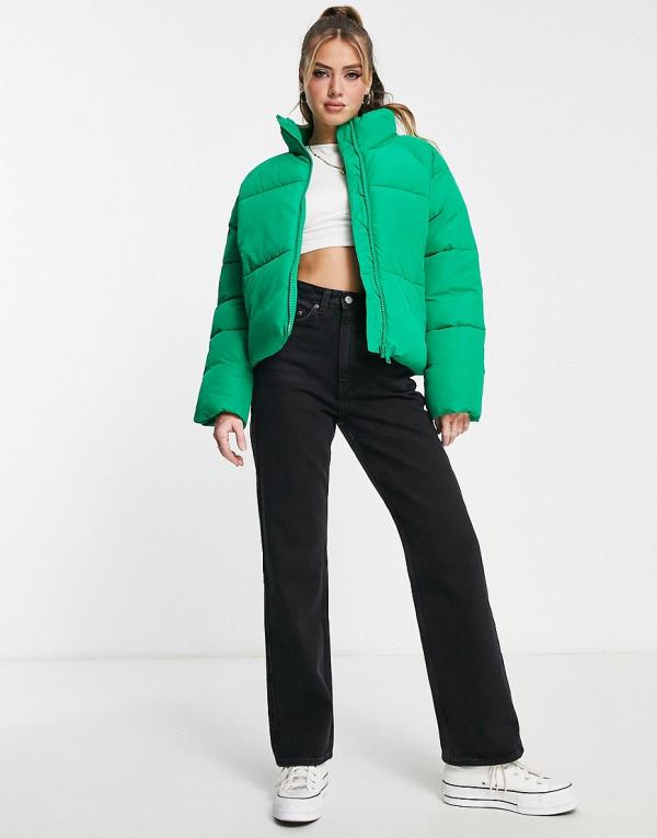 Monki padded jacket in bright green