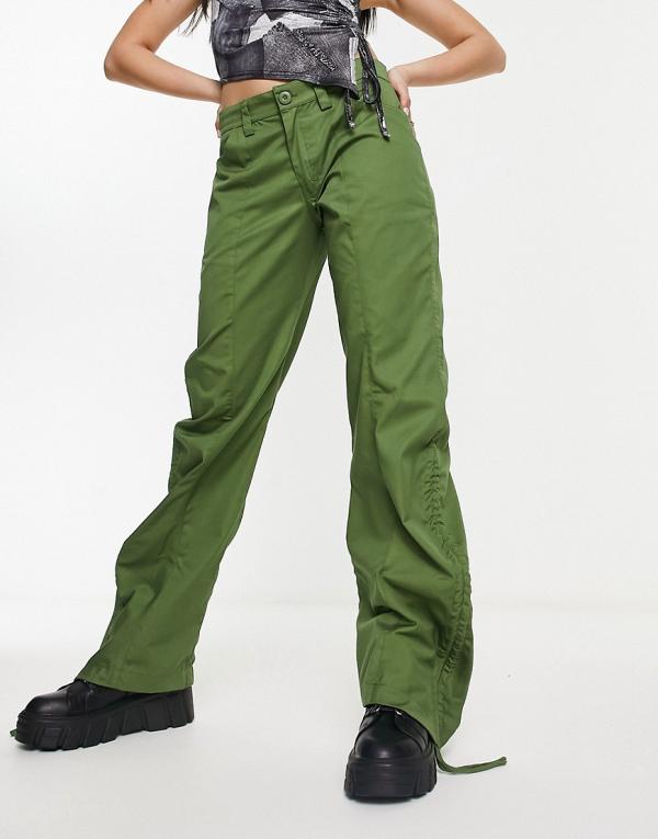 Motel ruched hem slouch pants in hunter green