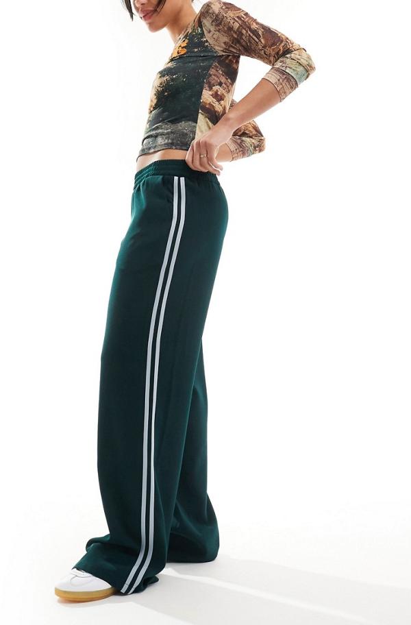 Motel side stripe tracksuit pants in teal and blue-Green