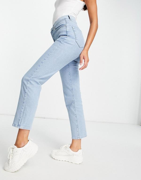 NA-KD cotton straight leg jeans in light blue - LBLUE
