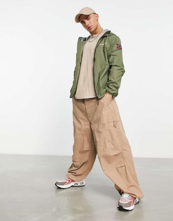 Napapijri Coubertin zip up anorak in khaki-Green