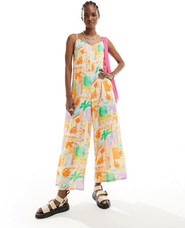 Native Youth tropical print wide leg cami jumpsuit in multi