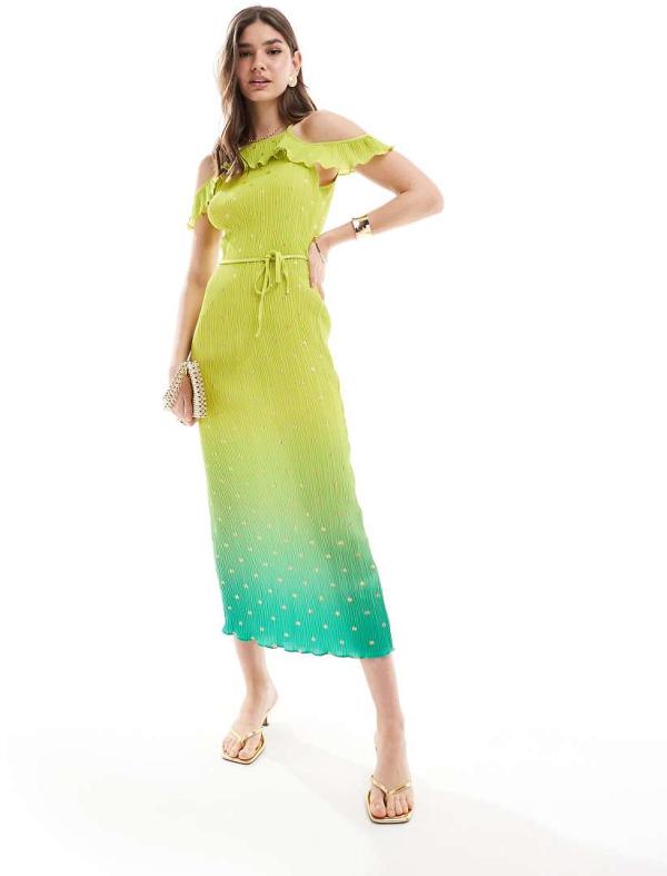 Never Fully Dressed Claudia gold fleck maxi dress in yellow tie dye