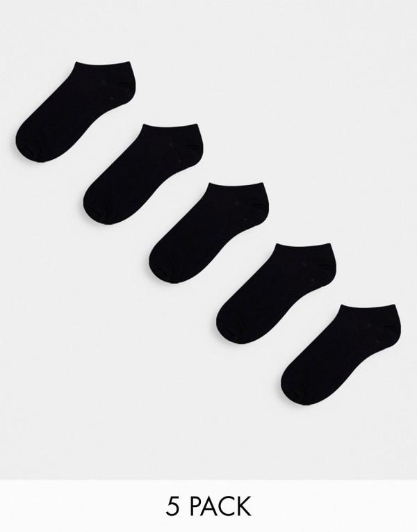 New Look 5 pack sneaker socks in black