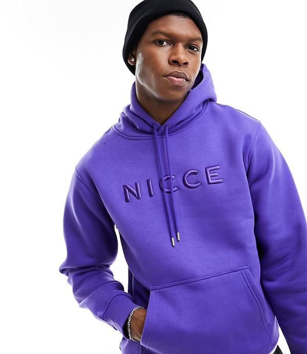 Nicce Mercury oversized pullover hoodie in purple with split hem detail