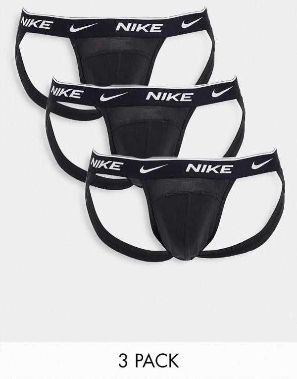 Nike 3-pack cotton stretch jock straps in black