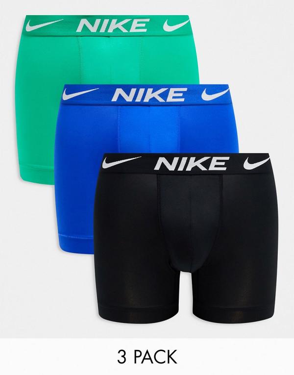 Nike Dri-FIT Essential Microfibre briefs 3 pack in green/black/blue-Multi