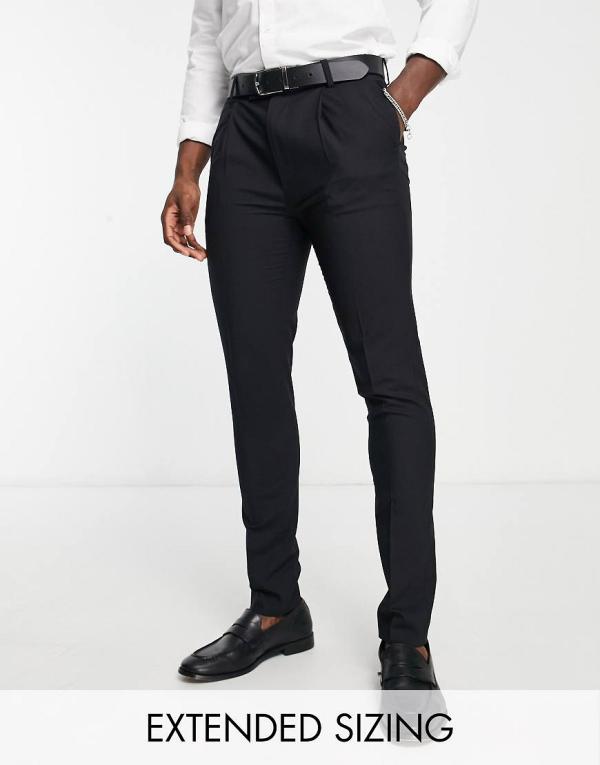 Noak premium wool skinny suit pants in black