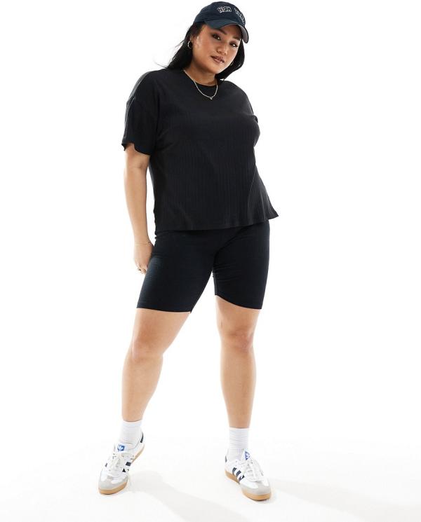 Noisy May Curve ribbed legging shorts in black (part of a set)