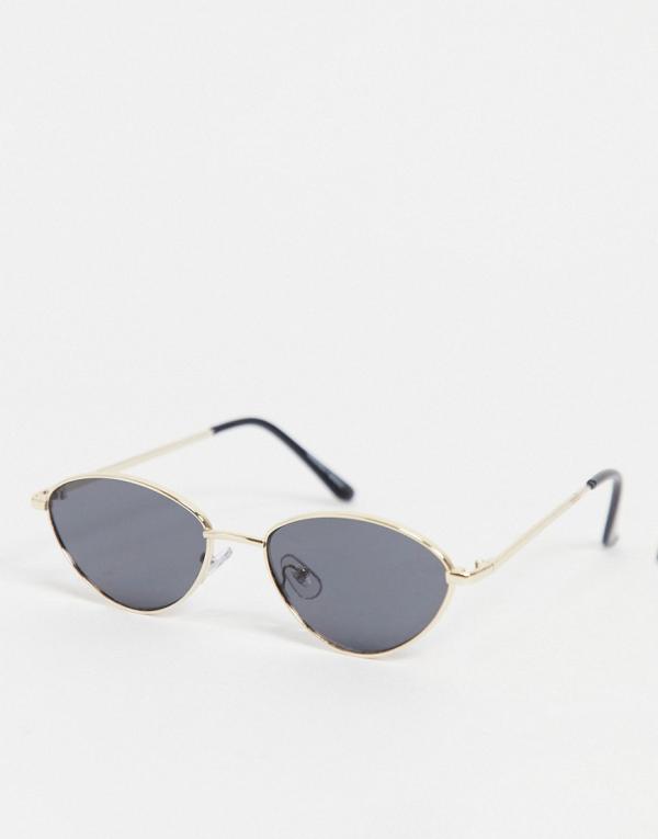 Noisy May retro oval sunglasses with gold frame-Black