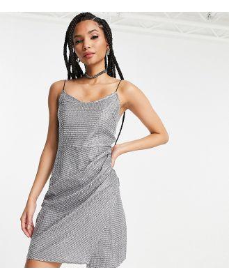 Noisy May Tall glitter ruched cami mini dress in silver