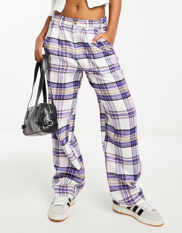 Obey Max plaid pants in blue