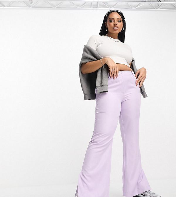 Only Curve flared tailored pants in lilac-Purple