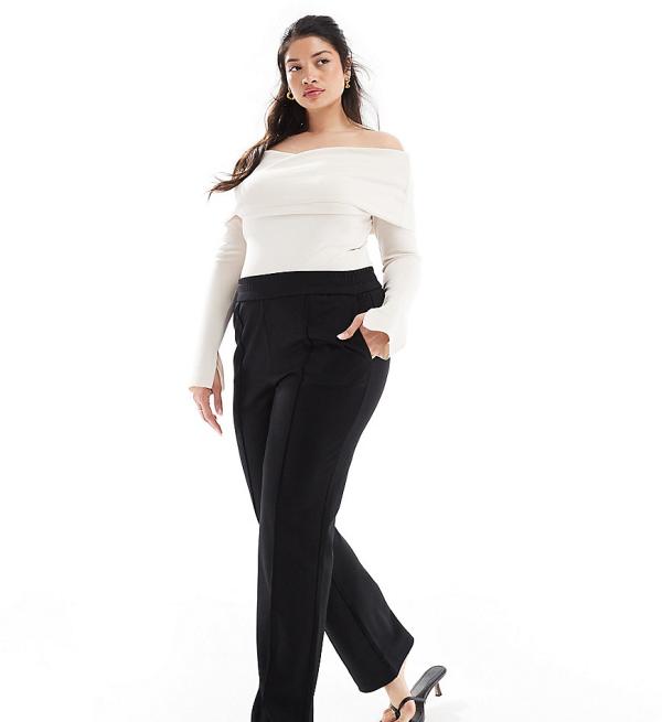 Only Curve wide leg pants in black