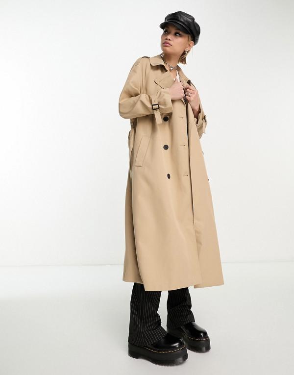 Only double breasted trench coat in camel-Neutral