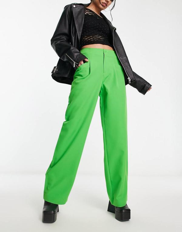 Only high waisted wide leg pants in bright green (part of a set)