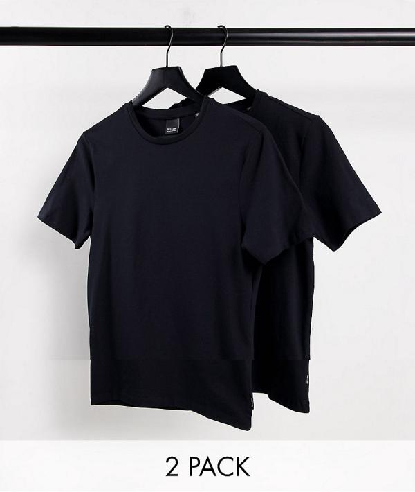 Only & Sons 2 pack crew neck t-shirts in black