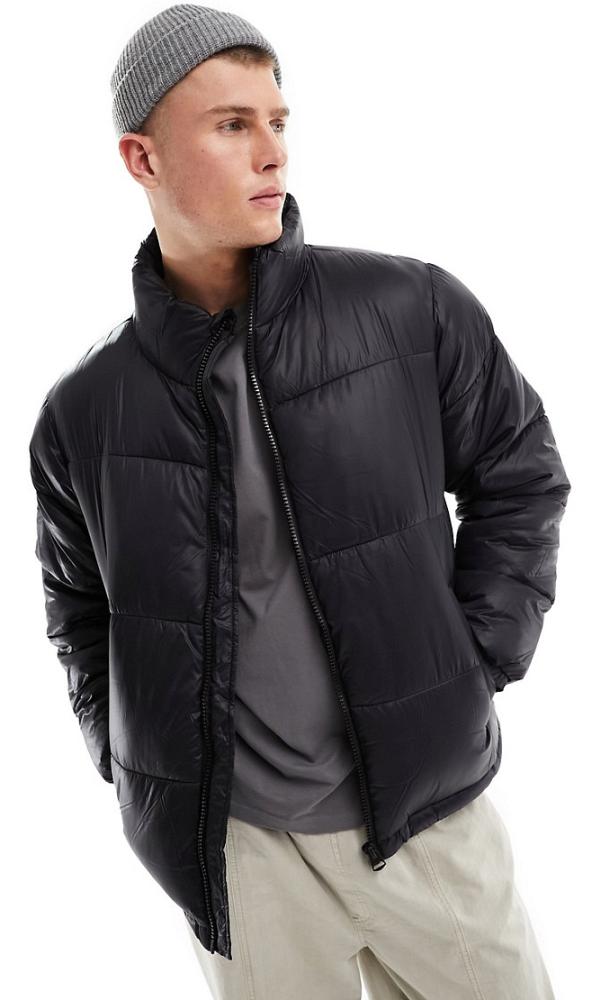 Only & Sons high shine puffer jacket in black