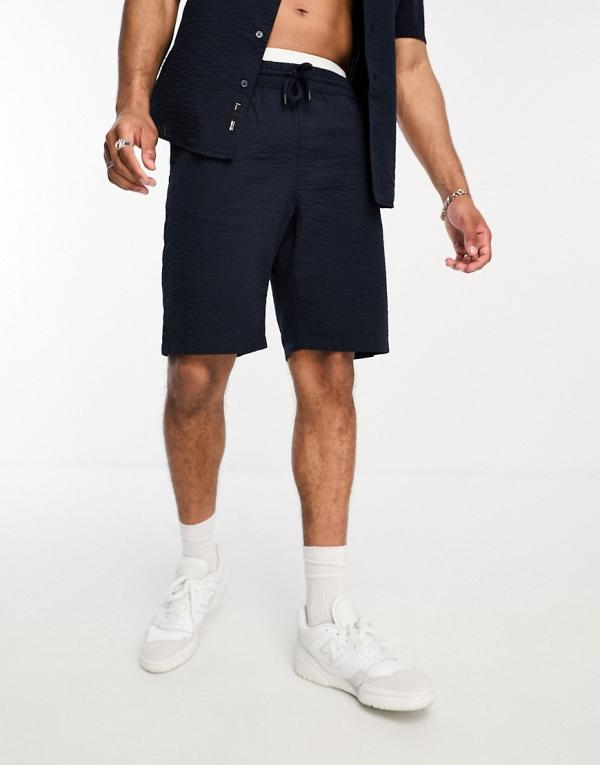 Only & Sons seersucker shorts in navy (part of a set)