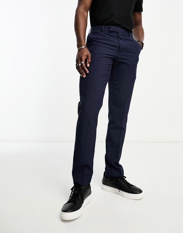 Original Penguin suit pants in navy with black check