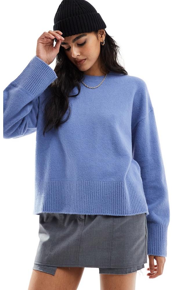& Other Stories cotton wool blend crew neck sweater in soft blue