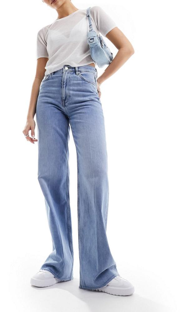 & Other Stories high rise straight leg jeans in light blue wash