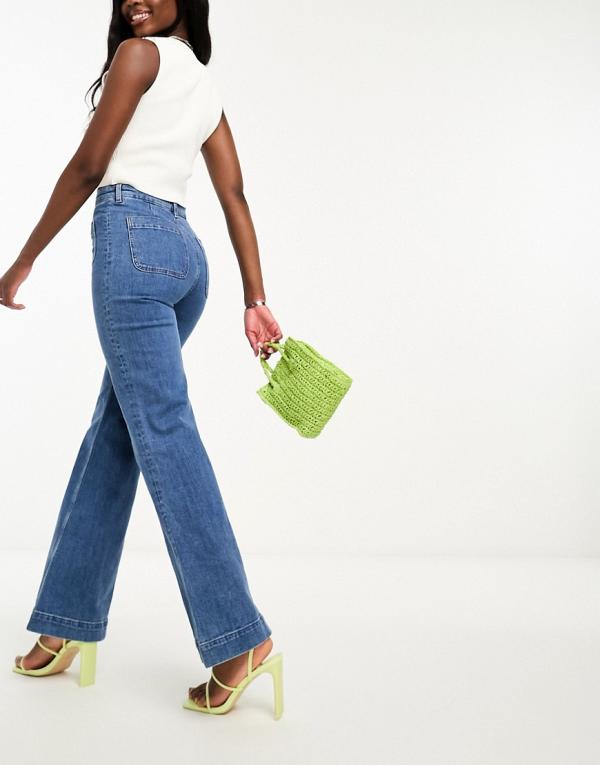 & Other Stories high waist flared jeans in blue