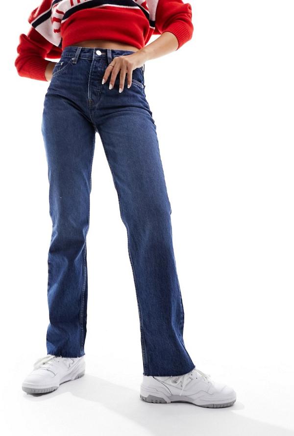 & Other Stories high waist slim leg jeans in dark blue