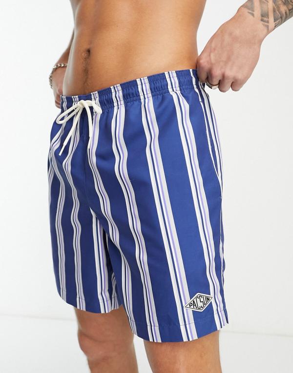 PacSun Dusty stripe swim shorts in blue