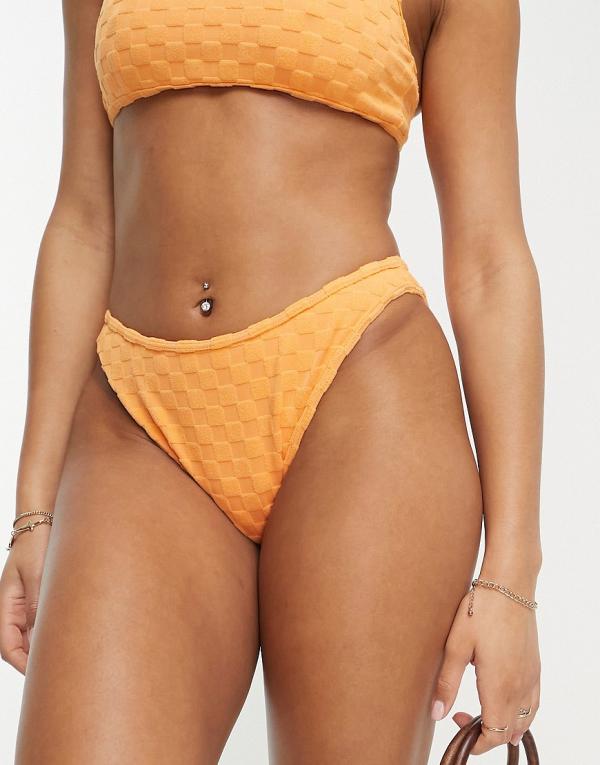PacSun Positano terry scoop bikini bottoms in orange (part of a set)