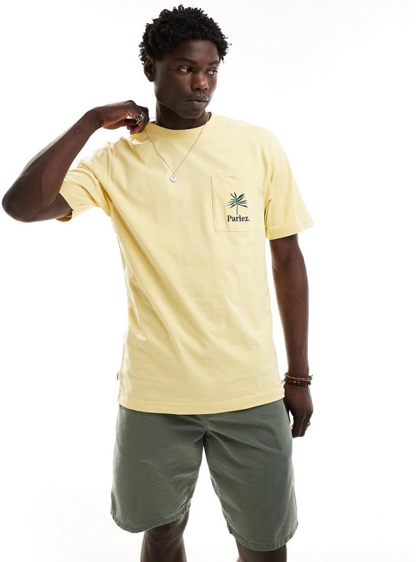 Parlez embroidered logo short sleeve t-shirt in pale yellow