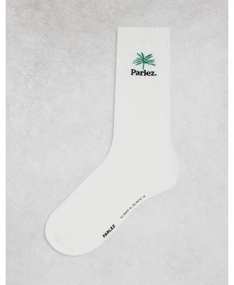 Parlez embroidered logo socks in white
