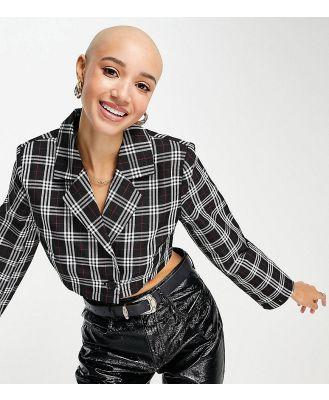 PIECES Exclusive cropped blazer in black check (Part of a co-ord)-Multi