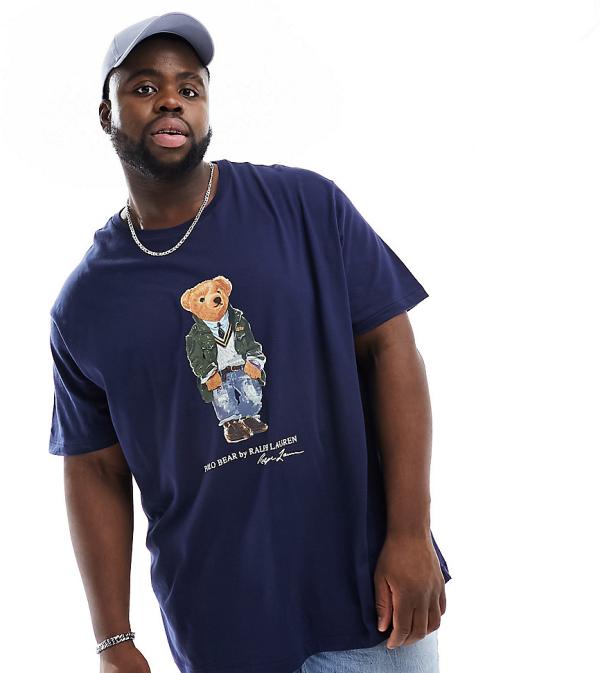 Polo Ralph Lauren Big & Tall heritage bear print t-shirt classic oversized fit in navy