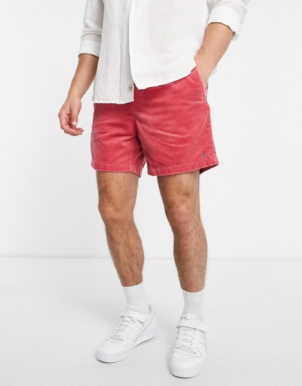 Polo Ralph Lauren cord prepster shorts in washed red with pony logo