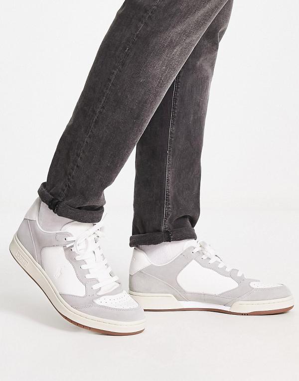 Polo Ralph Lauren court lux sneakers in grey suede with gum sole and pony logo