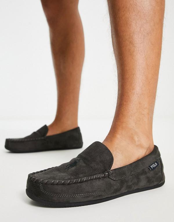 Polo Ralph Lauren Declan moccasin slippers in charcoal-Grey