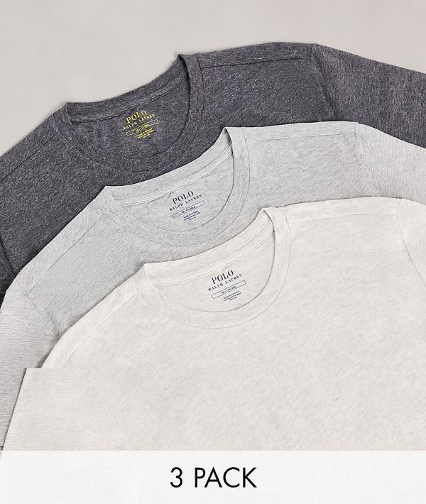 Polo Ralph Lauren Lounge 3 Pack T-shirts In Heather/grey/charcoal With  Logo-multi | available