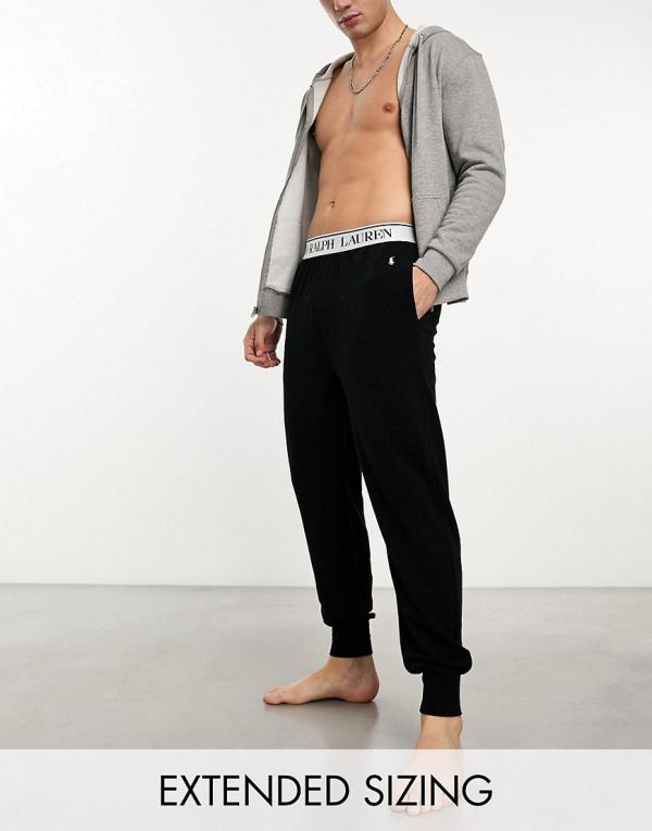 Polo Ralph Lauren lounge trackies in black with logo waistband