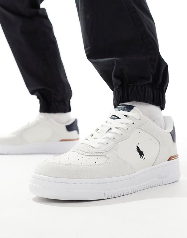 Polo Ralph Lauren Masters court sneakers in cream suede with logo-Neutral