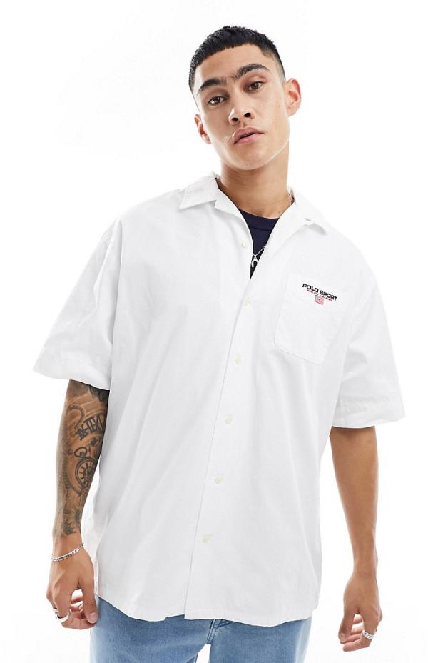 Polo Ralph Lauren Sport Capsule logo pocket short sleeve chino shirt oversized fit in white