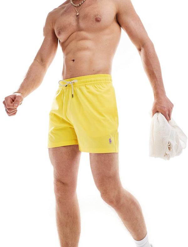 Polo Ralph Lauren Traveler icon logo mid slim fit swim shorts in yellow