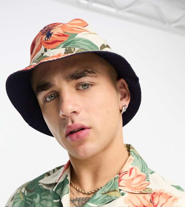 Polo Ralph Lauren x ASOS exclusive collab bucket hat in floral print with pony logo-White