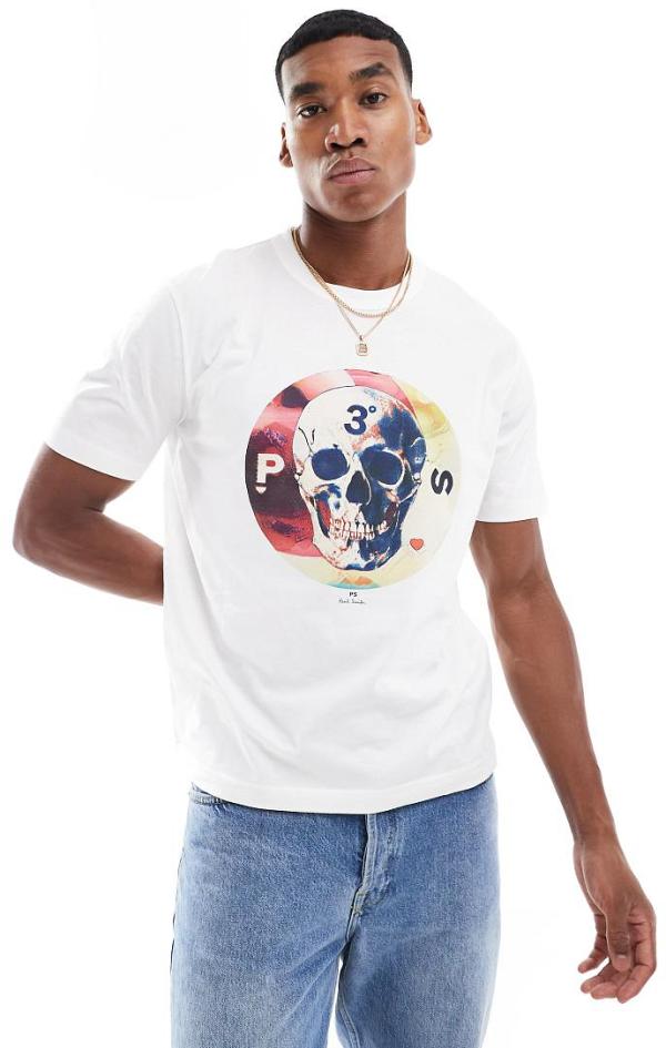 PS Paul Smith t-shirt with skull print in white