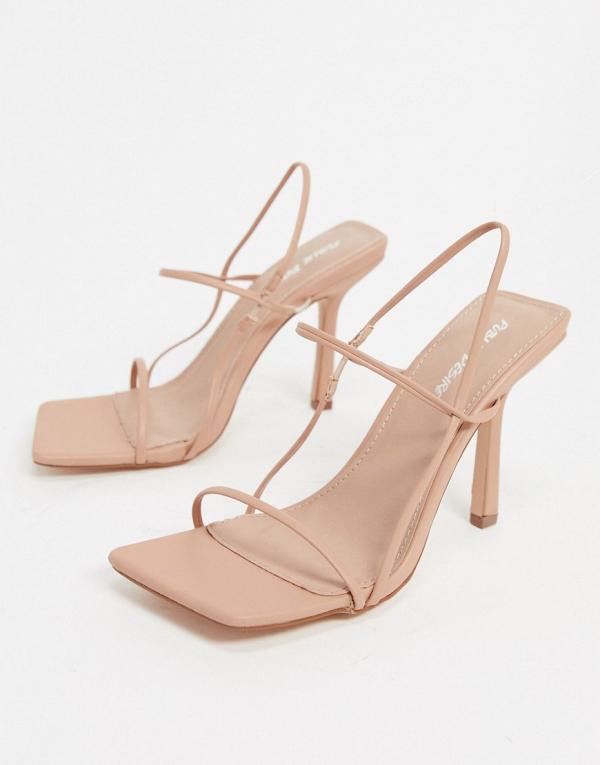 Public Desire Rayelle heeled sandals with square toes in beige-Neutral