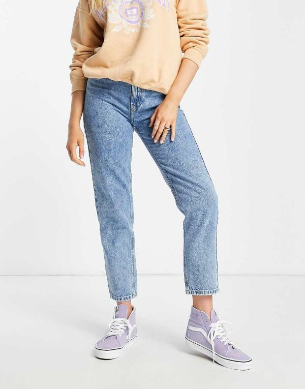 Pull & Bear basic mom jeans in medium blue